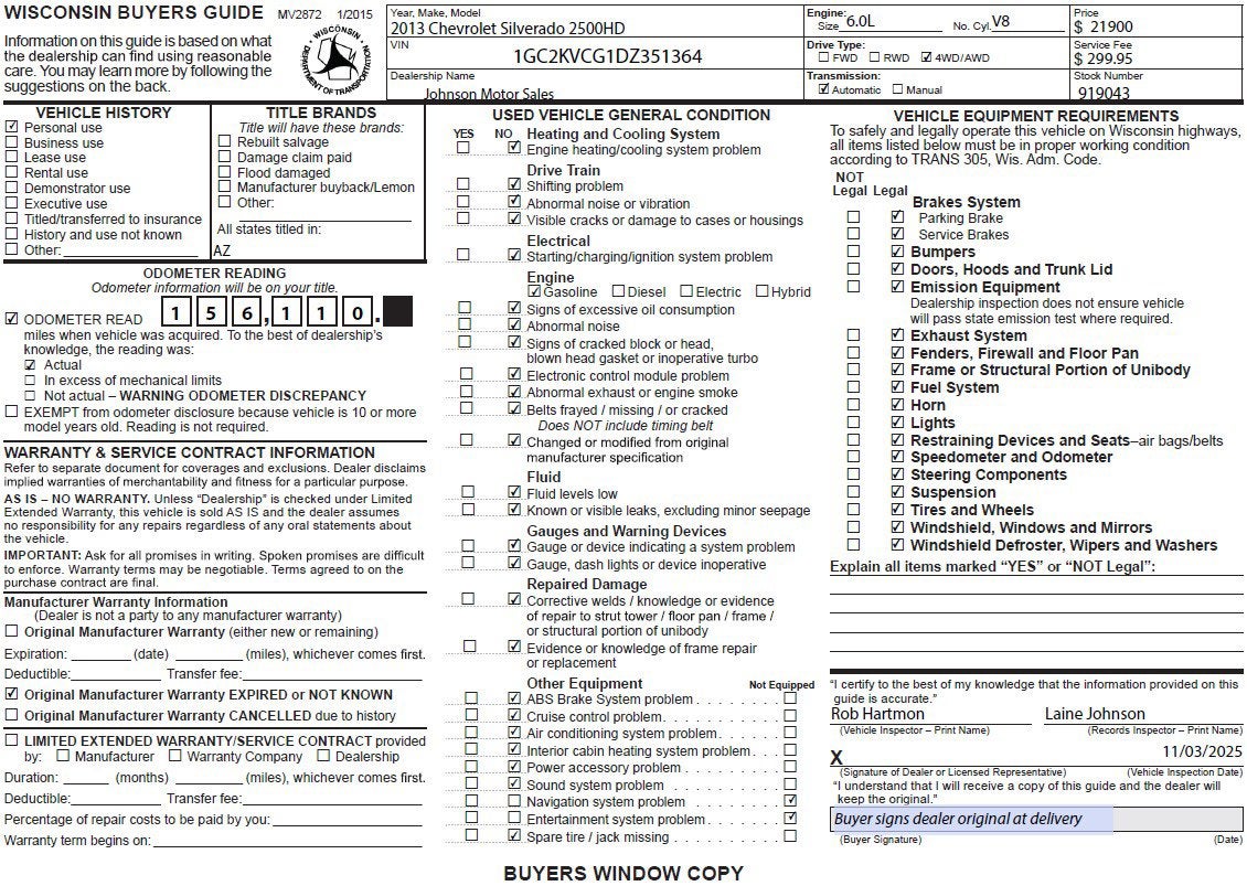 2013 Chevrolet Silverado 2500 HD Work Truck