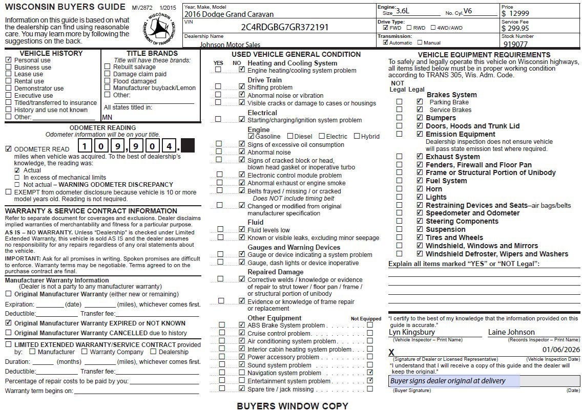 2016 Dodge Grand Caravan SE