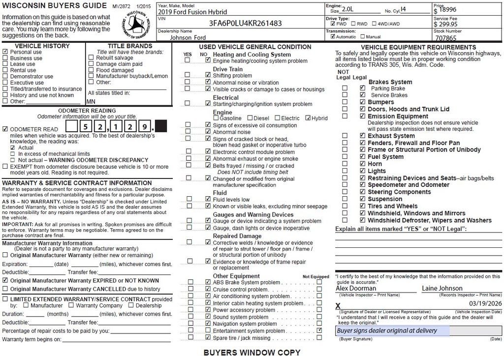 2019 Ford Fusion Hybrid SE