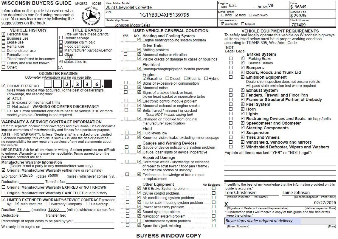 2023 Chevrolet Corvette 2LT