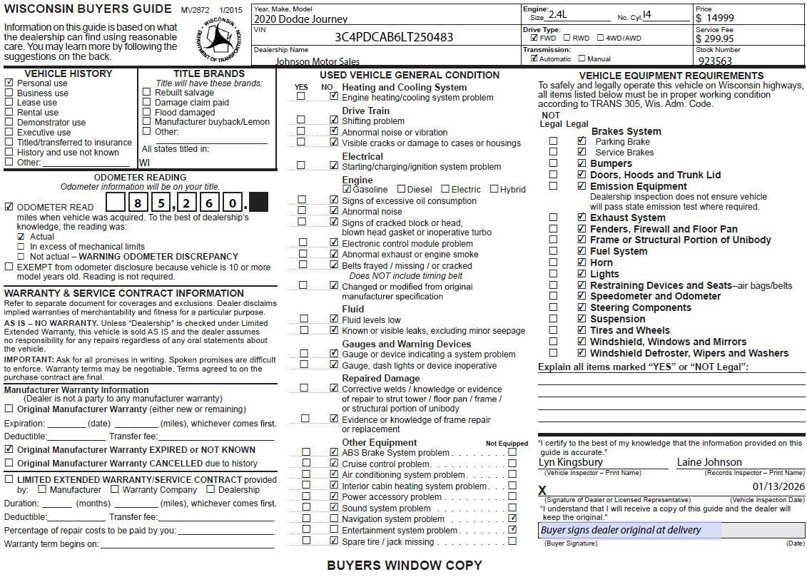 2020 Dodge Journey SE Value